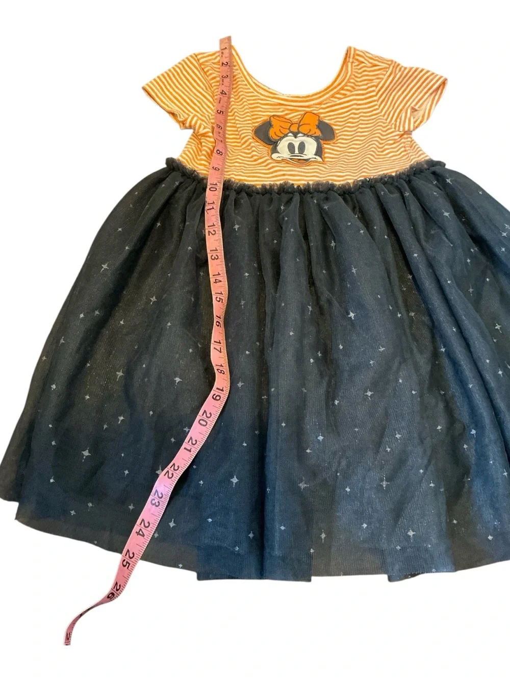 Disney Orange Striped Minnie Bow Bodice with Black Star Tulle Skirt